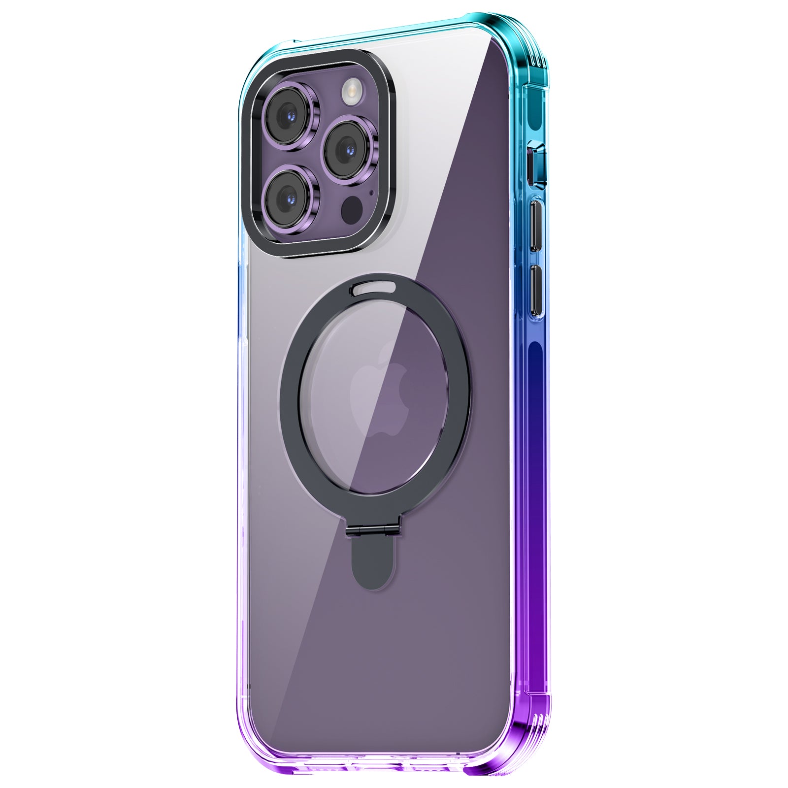 Crystal  Case & Black TPE Bumper Shockproof Case with Ring kickstand