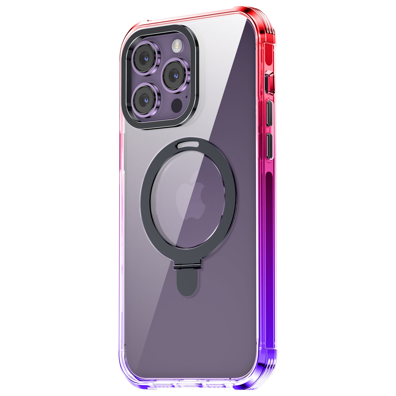 Crystal  Case & Black TPE Bumper Shockproof Case with Ring kickstand