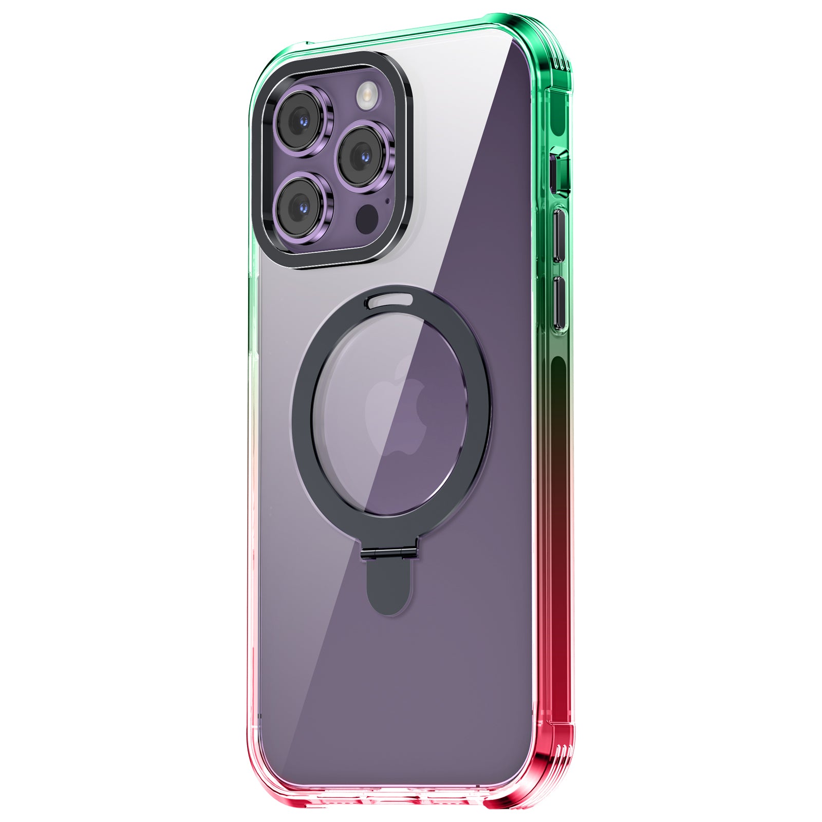 Crystal  Case & Black TPE Bumper Shockproof Case with Ring kickstand