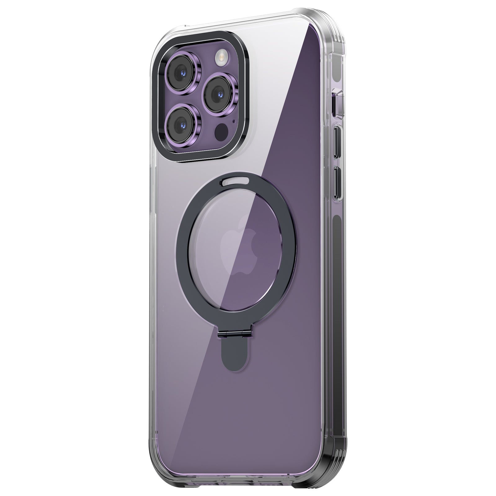 Crystal  Case & Black TPE Bumper Shockproof Case with Ring kickstand