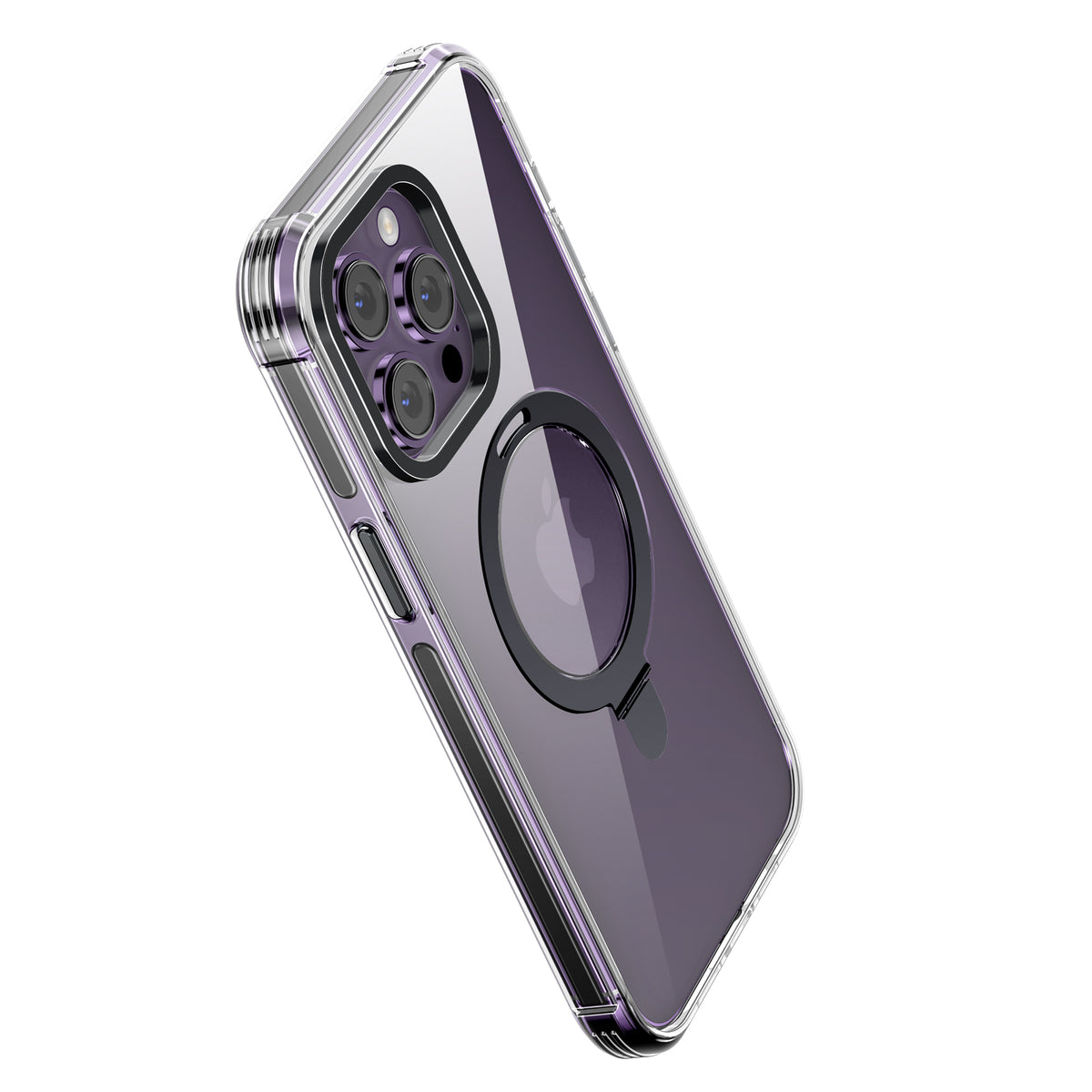 Crystal  Case & Black TPE Bumper Shockproof Case with Ring kickstand