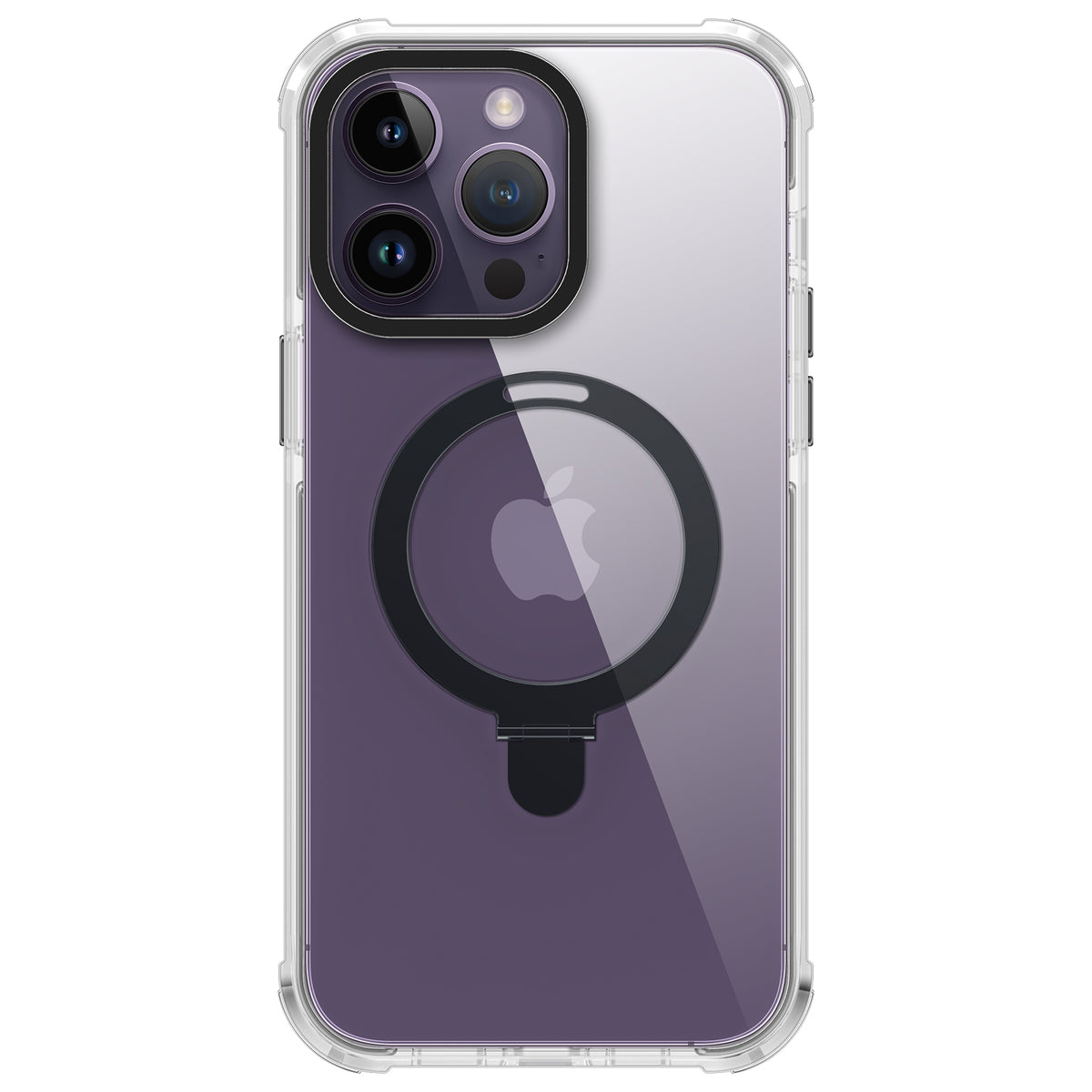 Crystal  Case & Black TPE Bumper Shockproof Case with Ring kickstand
